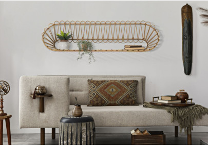 Étagère murale Panama – Grande capacité et style bohème impressionnant (162 x 28 x 43,5 cm)