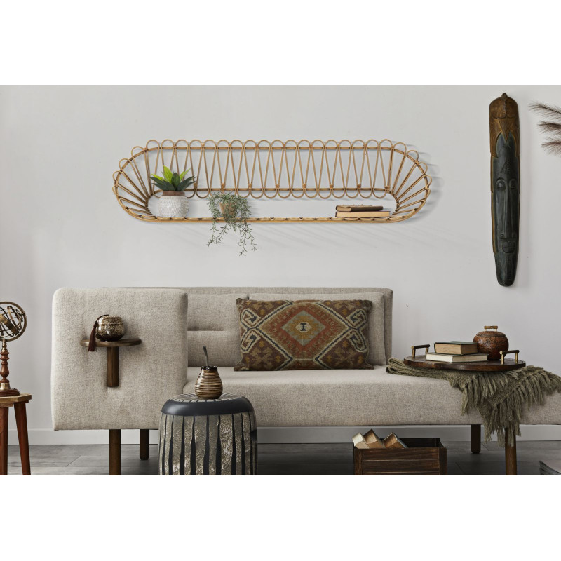 Étagère murale Panama – Grande capacité et style bohème impressionnant (162 x 28 x 43,5 cm)