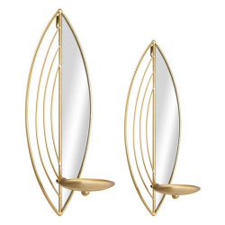 Set da 2 portacandele a forma di foglia – Luminosità ed eleganza romantica (18 x 13 x 41 cm / 15 x 13 x 35 cm)