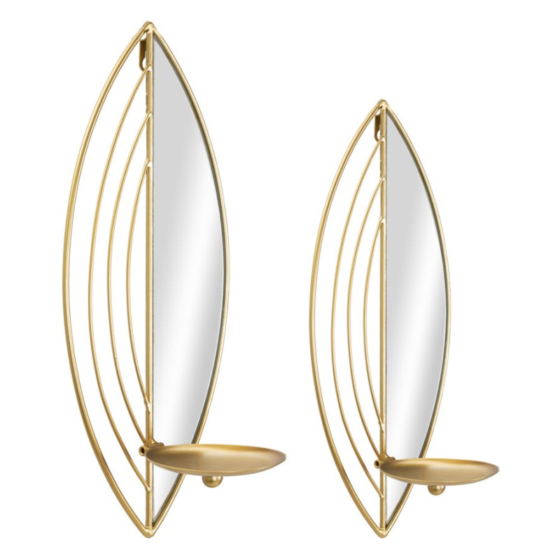 Set da 2 portacandele a forma di foglia – Luminosità ed eleganza romantica (18 x 13 x 41 cm / 15 x 13 x 35 cm)