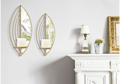 Conjunto de 2 candelabros con forma de hoja – Elegancia luminosa y romántica (18 x 13 x 41 cm / 15 x 13 x 35 cm)