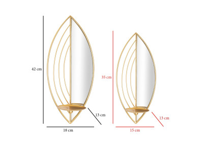 Conjunto de 2 candelabros con forma de hoja – Elegancia luminosa y romántica (18 x 13 x 41 cm / 15 x 13 x 35 cm)