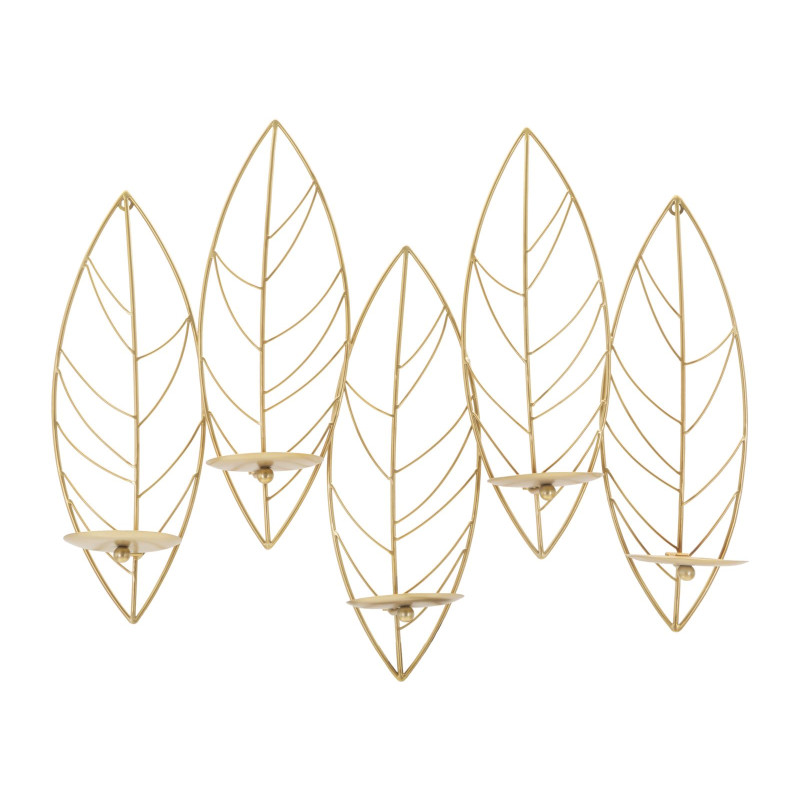 Portavelas de pared con forma de hoja – Elegancia y sofisticación para tu pared (66 x 14 x 56 cm)