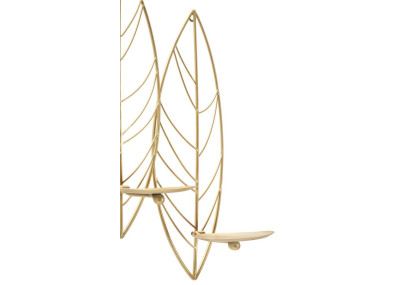 Portavelas de pared con forma de hoja – Elegancia y sofisticación para tu pared (66 x 14 x 56 cm)