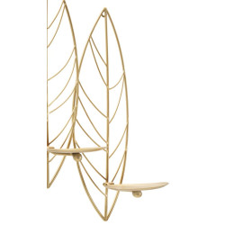 Portavelas de pared con forma de hoja – Elegancia y sofisticación para tu pared (66 x 14 x 56 cm)