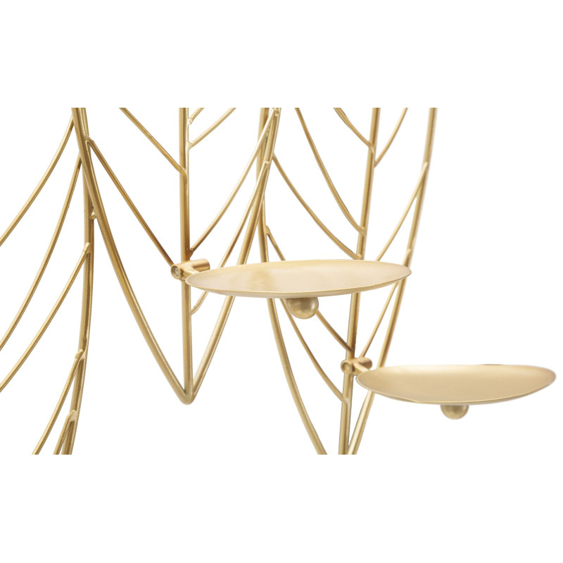 Porte-bougies mural en forme de feuille – Style et sophistication murale (66 x 14 x 56 cm)