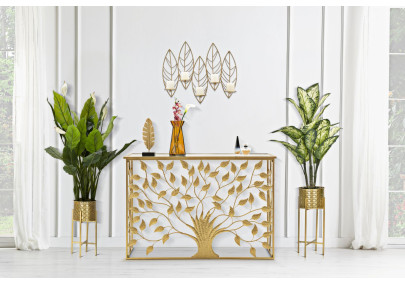 Porte-bougies mural en forme de feuille – Style et sophistication murale (66 x 14 x 56 cm)