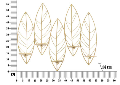 Portavelas de pared con forma de hoja – Elegancia y sofisticación para tu pared (66 x 14 x 56 cm)
