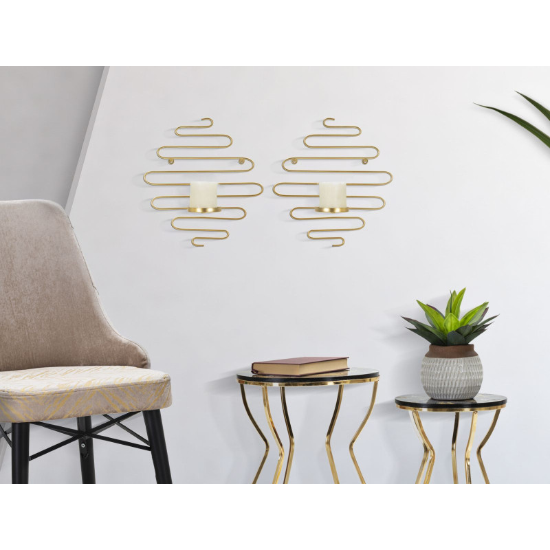 Coppia di supporti da parete per candele ALID – Funzionalità e fascino decorativo (33 x 10 x 34 cm)