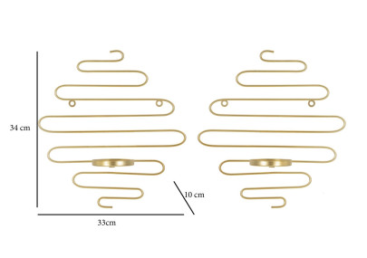 Coppia di supporti da parete per candele ALID – Funzionalità e fascino decorativo (33 x 10 x 34 cm)