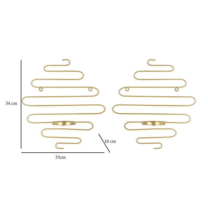 Conjunto de 2 suportes de parede para velas ALID – Funcionalidade e charme decorativo (33 x 10 x 34 cm)