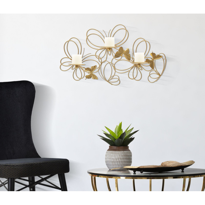 Porta-velas de parede PAPILS – Design refinado e modernidade (61 x 12 x 34 cm)