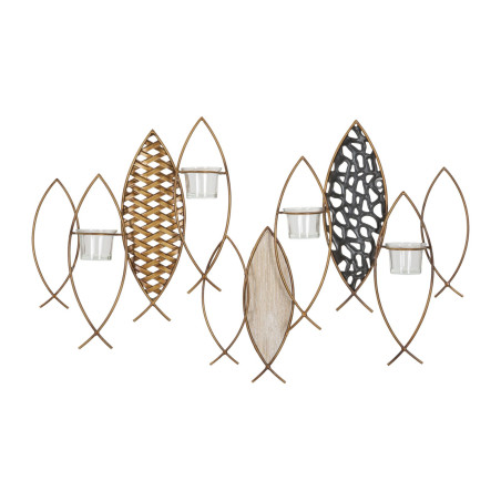 Porta-velas de parede em forma de peixe – Originalidade boémia e elegância de parede (66 x 9 x 40,5 cm)