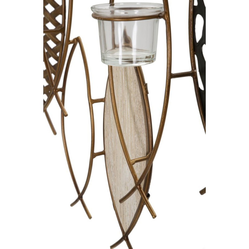 Portacandele da parete a forma di pesce – Originalità bohémien ed eleganza murale (66 x 9 x 40,5 cm)