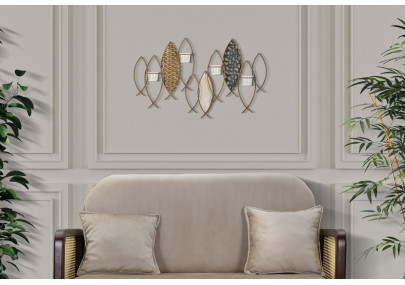 Portavelas de pared con forma de pez – Originalidad bohemia y elegancia mural (66 x 9 x 40,5 cm)