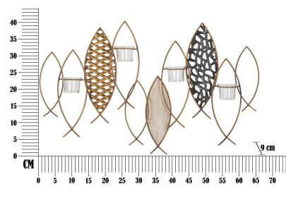 Portavelas de pared con forma de pez – Originalidad bohemia y elegancia mural (66 x 9 x 40,5 cm)