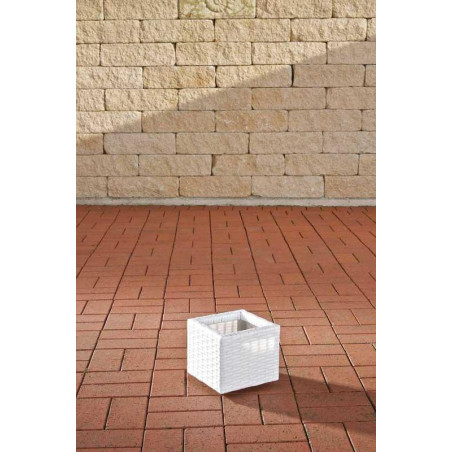 Portavaso Da Esterno Laura In Polyrattan bianco