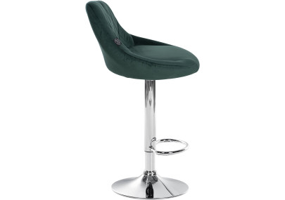 Ensemble de 2 tabourets de bar Lazio, velours, chrome, vert foncé