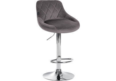 Lot de 2 tabourets de bar Lazio, velours, gris chrome