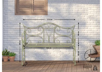 Banc de jardin Tara, blanc antique