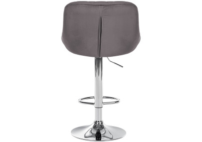 Lot de 2 tabourets de bar Lazio, velours, gris chrome