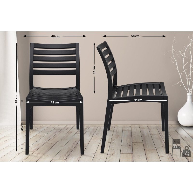 Silla de Jardín Apilable ARES Negro