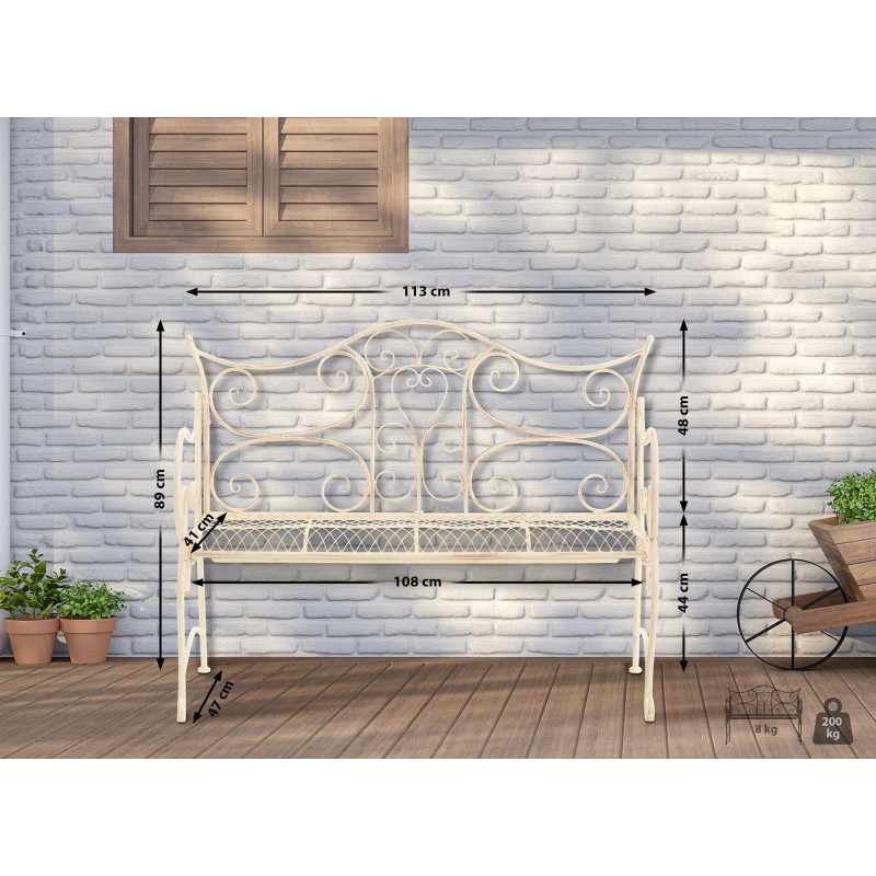Banc de jardin Tara, crème antique