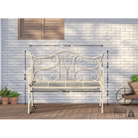 Banc de jardin Tara, crème antique