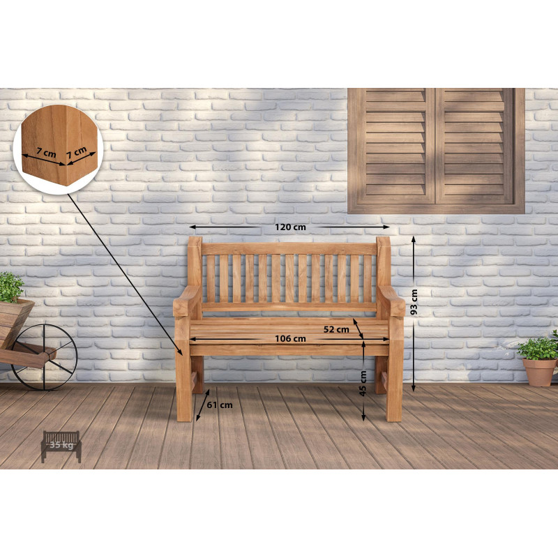 Banc en teck Jackson V2 120 cm