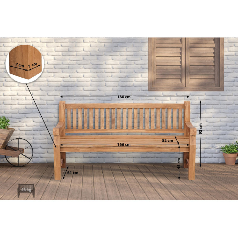Banc en teck Jackson V2 180 cm