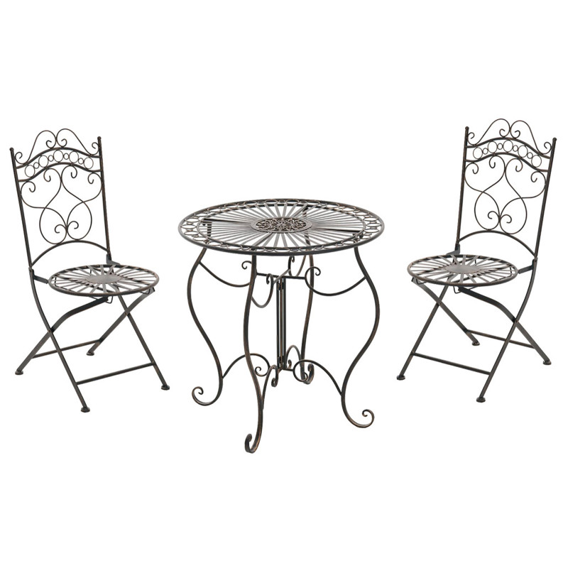 Set da Giardino Indra Tavolo + 2 Sedie bronzo
