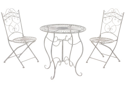 Set da Giardino Indra Tavolo + 2 Sedie bianco antico