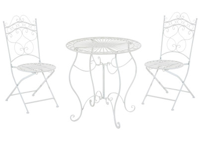 Set da Giardino Indra Tavolo + 2 Sedie bianco
