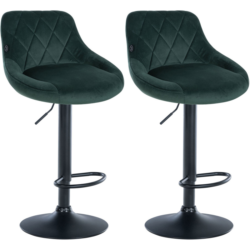 Set de 2 Taburetes Lazio en terciopelo Verde oscuro,Negro