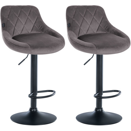 Lot de 2 tabourets de bar Lazio en velours noir gris
