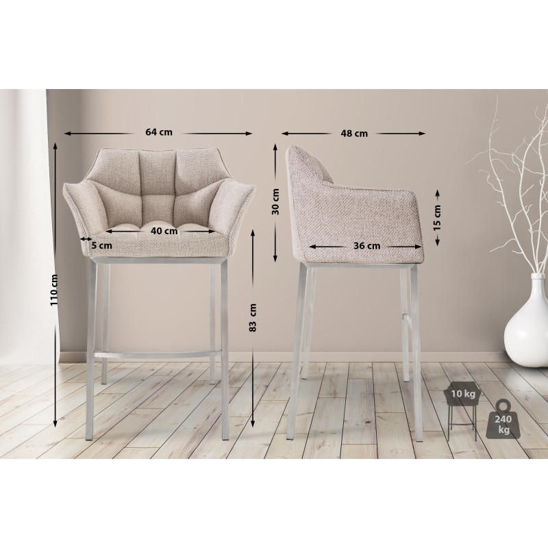 Barhocker Damaso E Stoff mit 4-Fuß Gestell