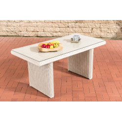 Mesa de jantar La Gomera 160 em vidro transparente branco pérola
