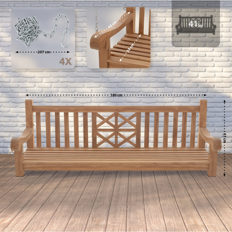 Banco mecedora Farm Teca,180 cm