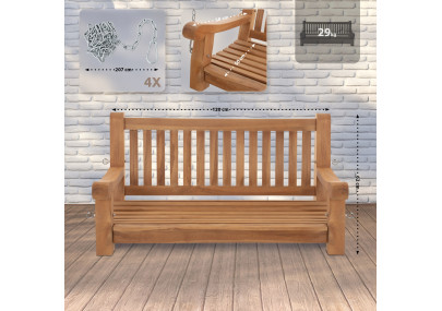 Banco mecedora Joyce Teca,120 cm