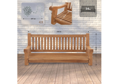 Banco mecedora Joyce Teca,150 cm