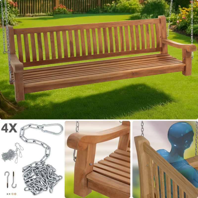 Banc suspendu en teck Joyce 200 cm