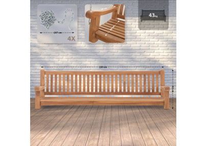 Banc suspendu Joyce, 220 cm, teck