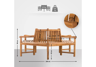 Banc Sonja avec accoudoirs, 200 cm, teck