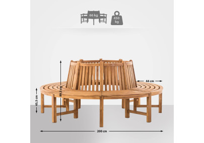 Banc Novum, environ 200 cm, teck