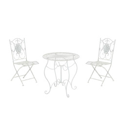 Conjunto de Mesa & 2 Sillas Plegables Aldeano Blanco antiguo
