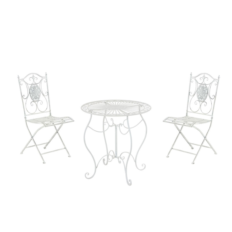 Conjunto de Mesa & 2 Sillas Plegables Aldeano Blanco antiguo