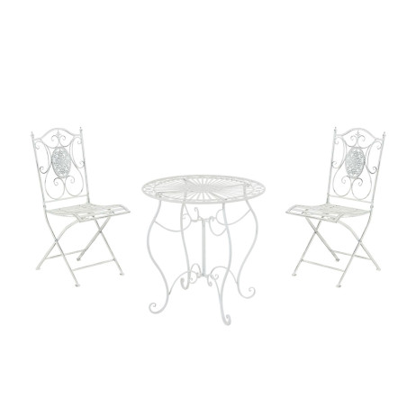 Conjunto de Mesa & 2 Sillas Plegables Aldeano Blanco antiguo