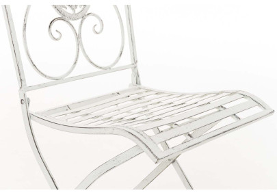 Conjunto de Mesa & 2 Sillas Plegables Aldeano Blanco antiguo