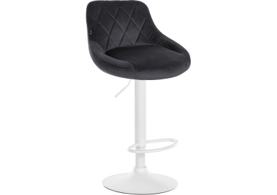 Lot de 2 tabourets de bar Lazio en velours, blanc/gris foncé