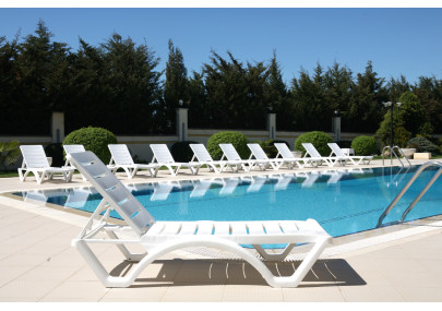 Ensemble de bain de soleil 4 pièces blanc aqua